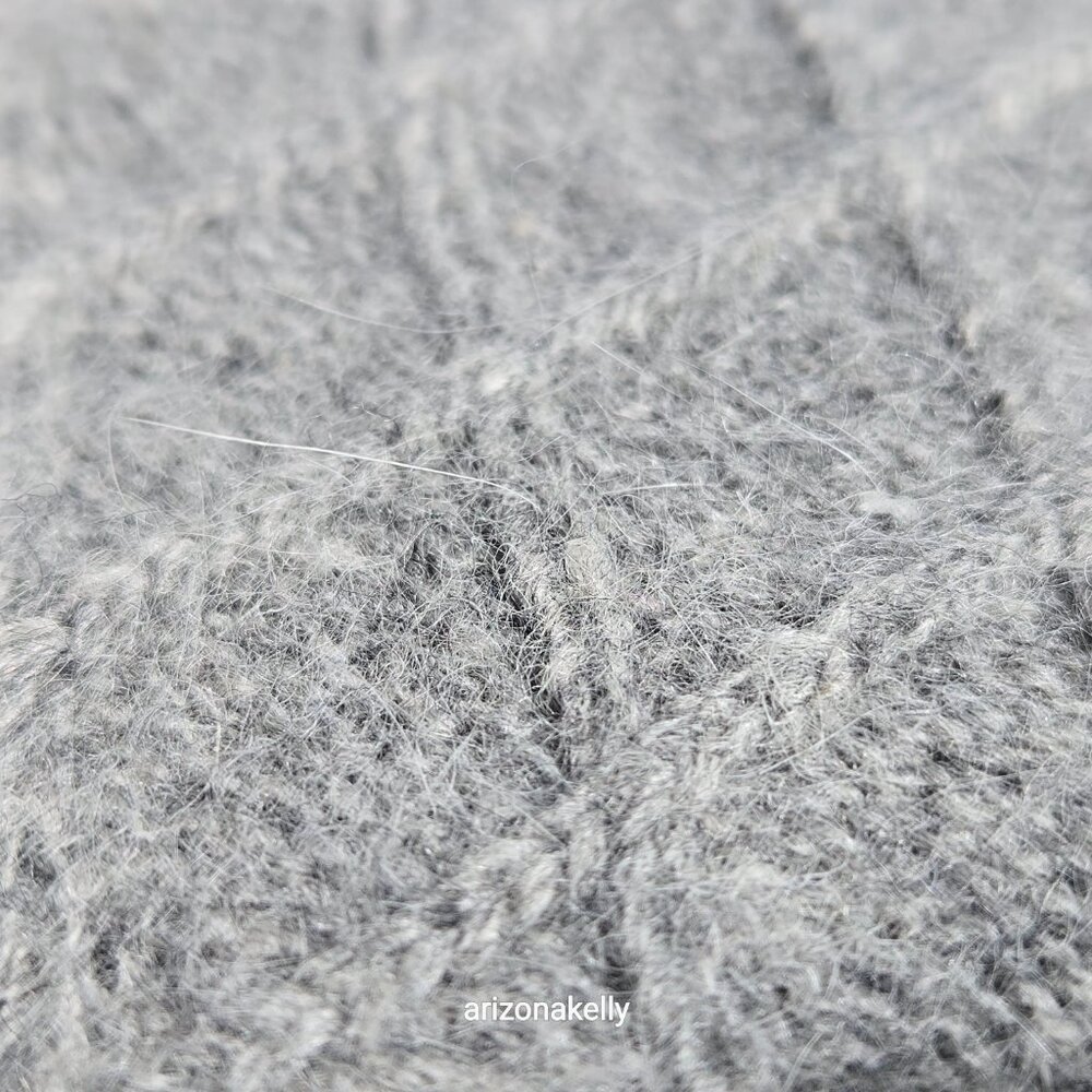 Lauren Ralph Lauren Lambswool Angora Scarf Cable Diamond Poinetlle Grey - Picture 5 of 14